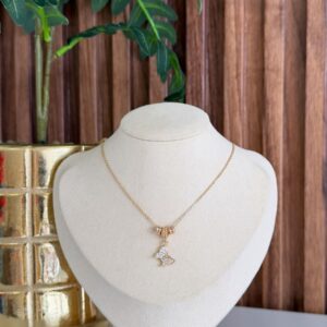 C18310 CADENA CON DIJE DE MARIPOSA CON BRILLOS 42+5CM 18K