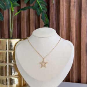 C18317 CADENA CON DIJE DE ESTRELLA Y BRILLOS 45CM 18K
