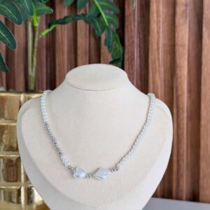 CR01 COLLAR DE PERLAS DE CORAZON RODIO42+5CM