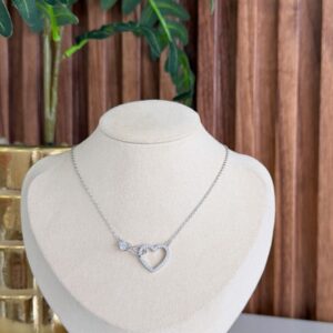 CR057 CADENA CON DIJE DE CORAZON CON BRILLOS RODIO 42+5 CM