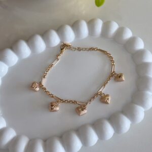 P18436 PULSERA CON DIJES DE CORAZON 17+3CMS 18K