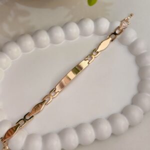 P18453 PULSERA CON PLACA Y ESLABONES COMBINADOS 19CM 18K