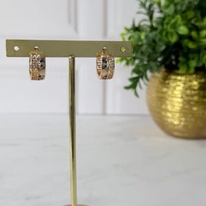 A181032 ARETE DISEÑO GRECAS Y BRILLOS PIEDRA AZULES 18K