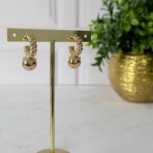 A181050 ARETE ARO TRENZADO Y DETALLE ESFERICO 18K