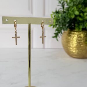 A181018 ARETE COLGANTE DE CRUZ 18K