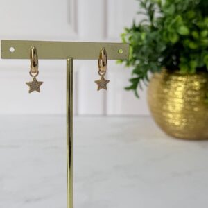 A181016 ARETE COLGANTE DE ESTRELLA CON BRILLOS 18K