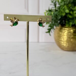 A181010 ARETE COLIBRI CON PIEDRA VERDE 18K