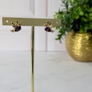 A181011 ARETE COLIBRI PIEDRA MORADA 18K