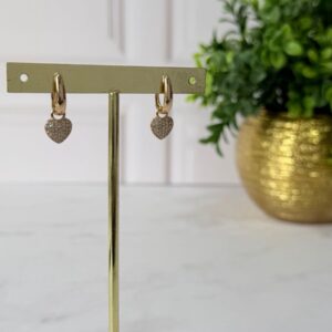 A181015 ARETE COLGANTE DE CORAZON BRILLOS 18K