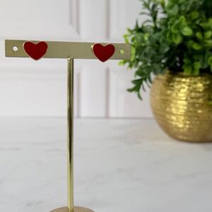 A181008 ARETE FORMA DE CORAZON ROJO 18K