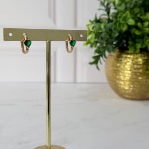 A181009 ARETE CON CORAZON VERDE 18K