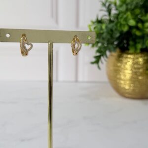 A181012 ARETE DE CORAZON CON BRILLOS 18K