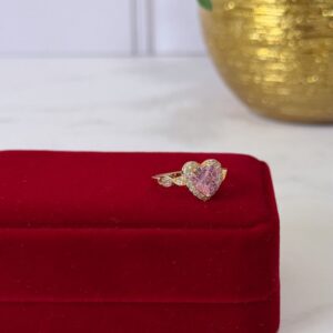 18108 ANILLO DE CORAZON CON PIEDRA ROSA 18K