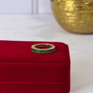 18113 ANILLO CHURUMBELA CON CIRCONIAS VERDES Y BRILLOS 18K
