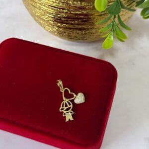 D14016 DIJE DE NIÑO Y CORAZON CON BRILLOS 14K