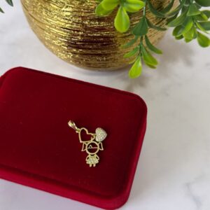 D14015 DIJE DE NIÑA Y CORAZON CON BRILLOS 14K