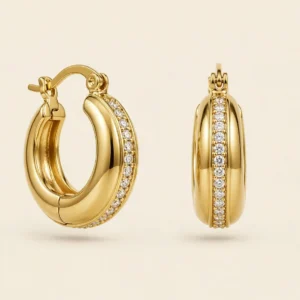 A140048 ARRACADA CON LINEA DE BRILLOS 14K