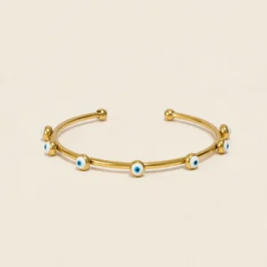 B14018 BRAZALETE ABIERTO CON OJOS TURCO 60MM 14K