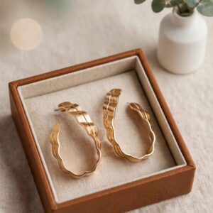 A18054 ARETE CURVADO CON DISEÑO ONDULADO 18K