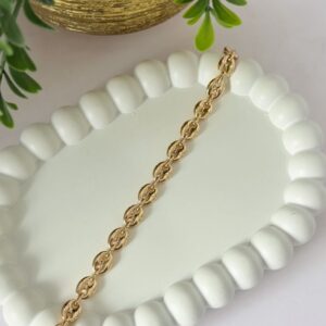 P18465 PULSERA ESLABON TIPO GRANO DE CAFE 21CM 18K