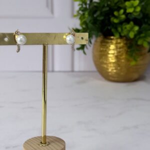 A181099 ARETE CON LINEA DE BRILLOS Y PERLA 18K