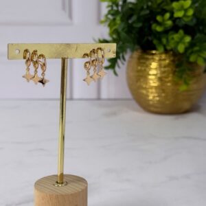 A181111 ARETE CON 3 LINEAS CON ESTRELLAS 18K