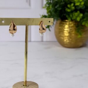 A181097 ARETE DISEÑO HOJA CON PERLA COLGANTE 18K