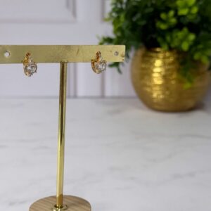 A181088 ARETE CON  PIEDRA BLANCA  Y BRILLOS 18K