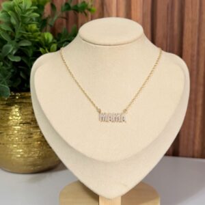 C18350 CADENA CON DIJE FRASE MAMA CON BRILLOS 18K 42+5CM