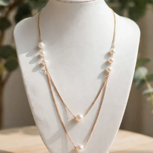 CD18002 COLLAR CON PERLAS 45+38+5CM 18K