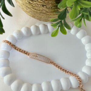P18468 PULSERA CON PLACA CON BRILLOS 18K 17CM