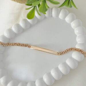 P18489 PULSERA ESLABON CUBANO CON PLACA 18K 19CM