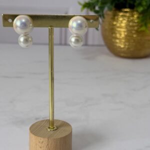 A181157 ARETE TIPO BOTON MEDIA PERLA Y PERLA COLGANTE 18K