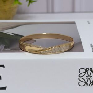 B18070 BRAZALETE ENTRELAZADO CON CRISTALES 18K 60MM