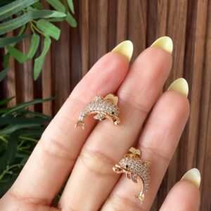 A181229 ARETES DE DELFINES CON CRISTALES 18K