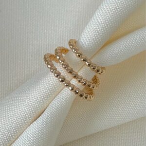 A181242 PIERCING A PRESION DISEÑO DE TRES LINEAS CON BOLITAS 18K