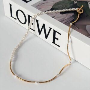 CD18013 COLLAR CON PERLAS OVALADAS 18K 45CM