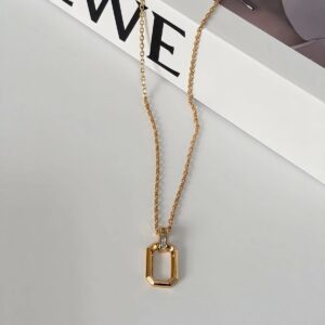 CD18014 COLLAR DISEÑO OCTAGONAL CON BRILLOS 18K 40+5CM
