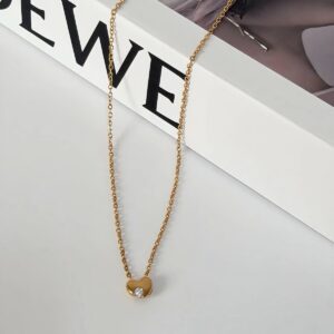 CD18010 COLLAR DORADO CON DIJE DE CORAZON CON PIEDRA 18K 45+3CM