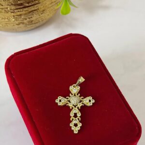D14017 DIJE DE CRUZ CON BRILLOS 14K 3X4CM