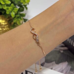 P18540 PULSERA CON DIJE INFINITO CON BRILLOS Y LISO 18K 26CM