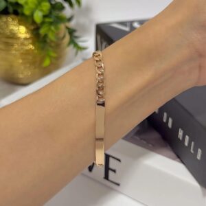 P18531 PULSERA TEJIDO BARBADA CON PLACA 18K 19CM