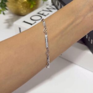 PR090 PULSERA RODIO DE CORAZON Y BARRA CON BRILLOS 19CM