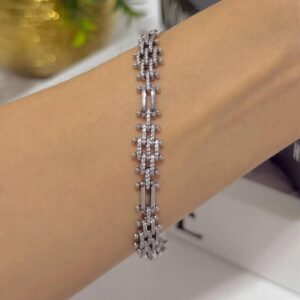 PR086 PULSERA RODIO ESLABON ENTRELAZADOS 19CM