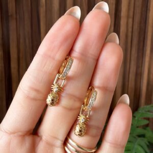 A181250 ARETE DISEÑO DE PIÑA COLGANTE 18K