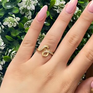 14002 ANILLO CURVO CON CRISTALES 14K