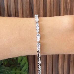 PR092PULSERA RODIO CON CRISTALES AL CENTRO