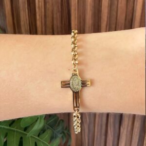 P18558 PULSERA ACERO FINO CON CRUZ AL CENTRO