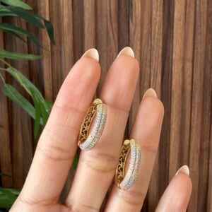 A181297 ARRACADA MEDIANA DE 3 COLORES CON CRISTALES 20MM 18K