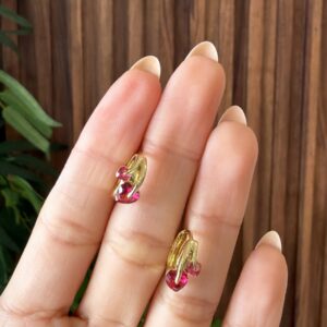 A140083 ARETE CON 2 CORAZONES ROSAS 14K